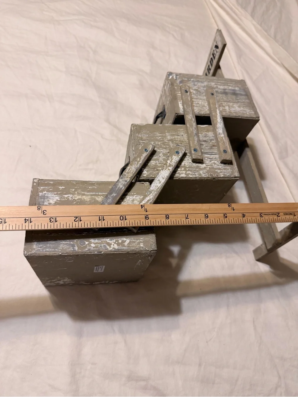 New Rustic Garden Step Planter - Weathered Gray- mini 3 tiered gardening planter
